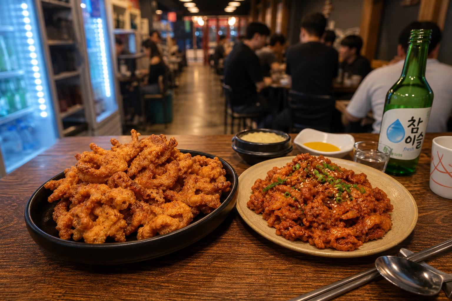 바삭한 무뼈닭발튀김과 매콤한 낭만닭발 클로즈업