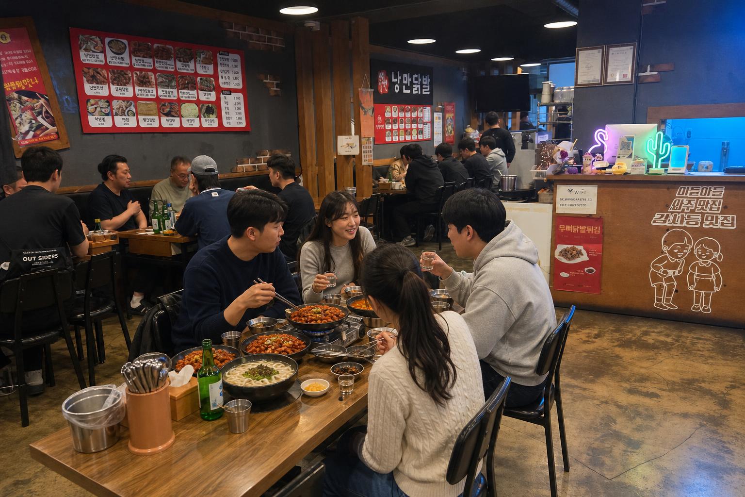 닭발과 함께 나누는 다채로운 식사 메뉴들