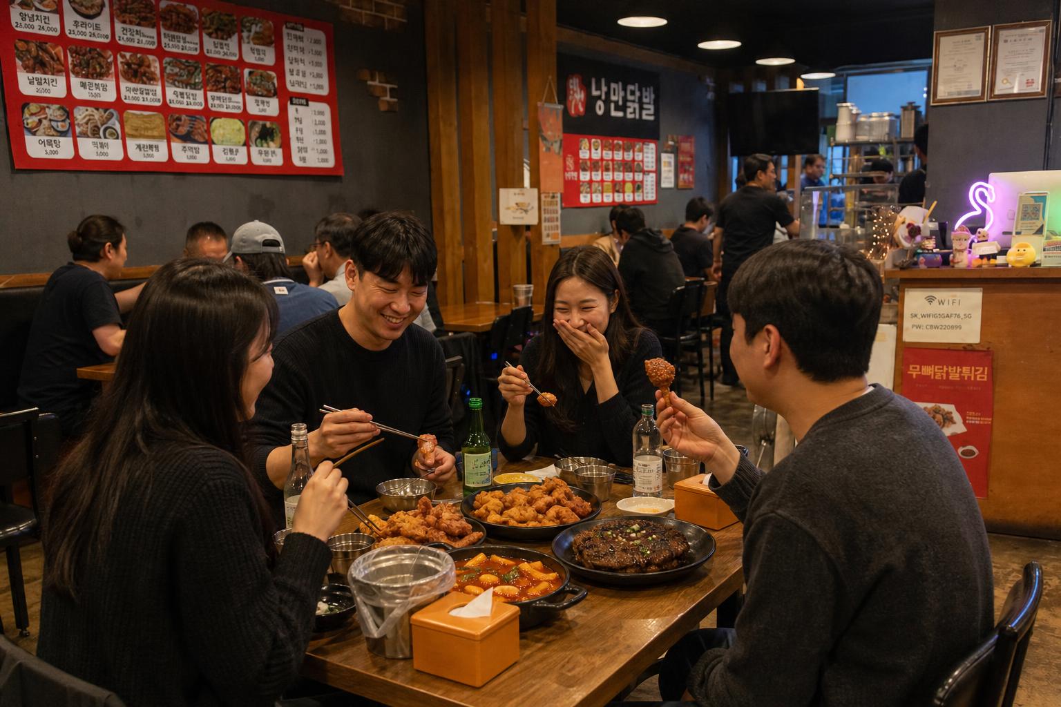 다양한 닭발과 치킨으로 풍성하게 즐기는 식사 시간