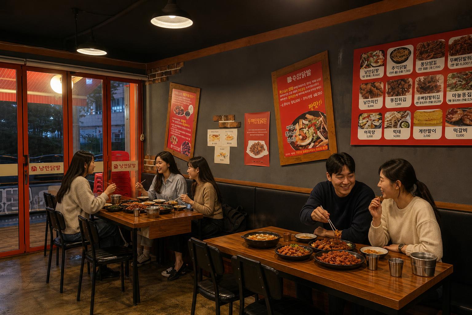 식사 중인 손님과 매장 내부 공간의 편안한 분위기