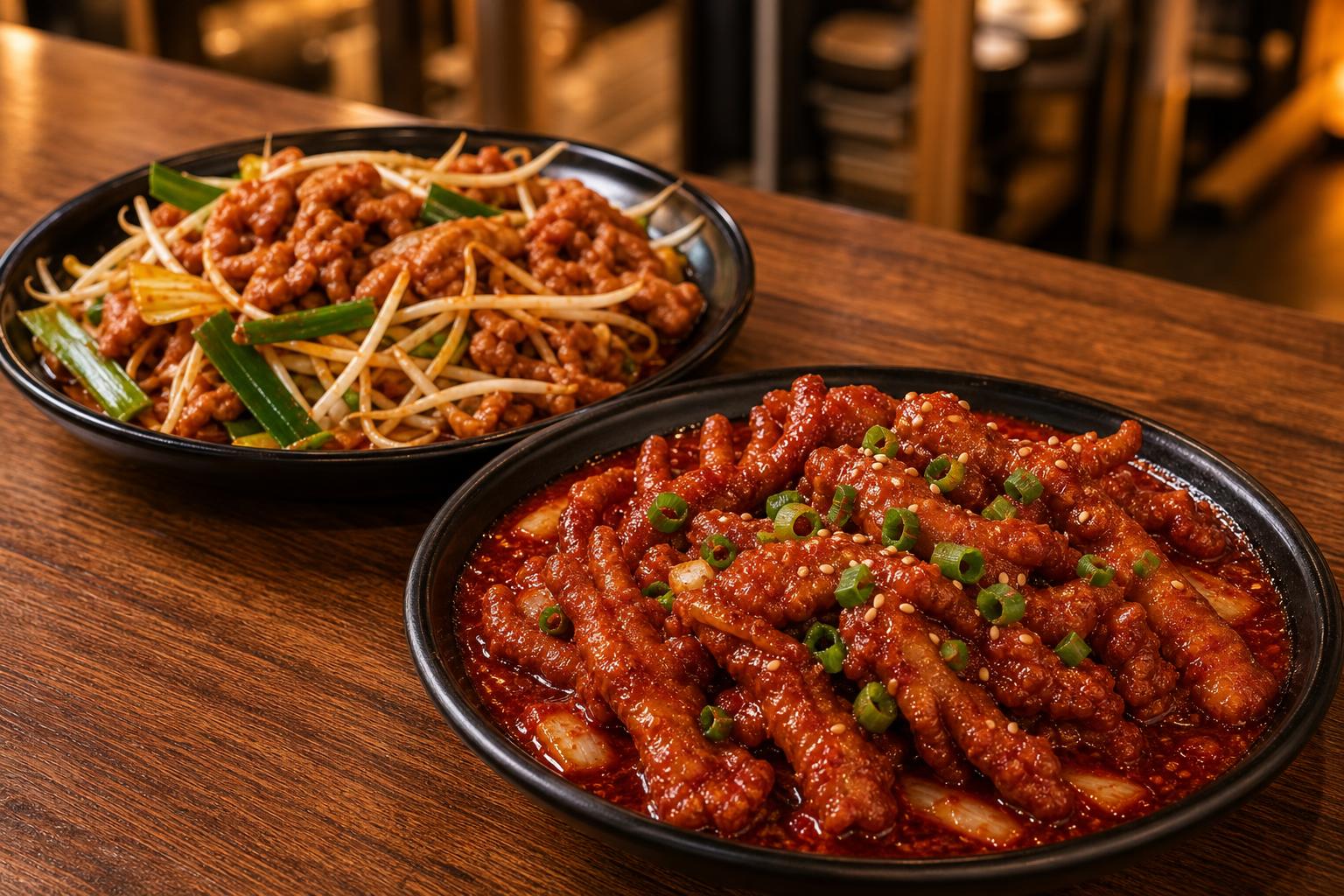 매콤한 대박 닭발과 바삭한 추억닭발의 클로즈업