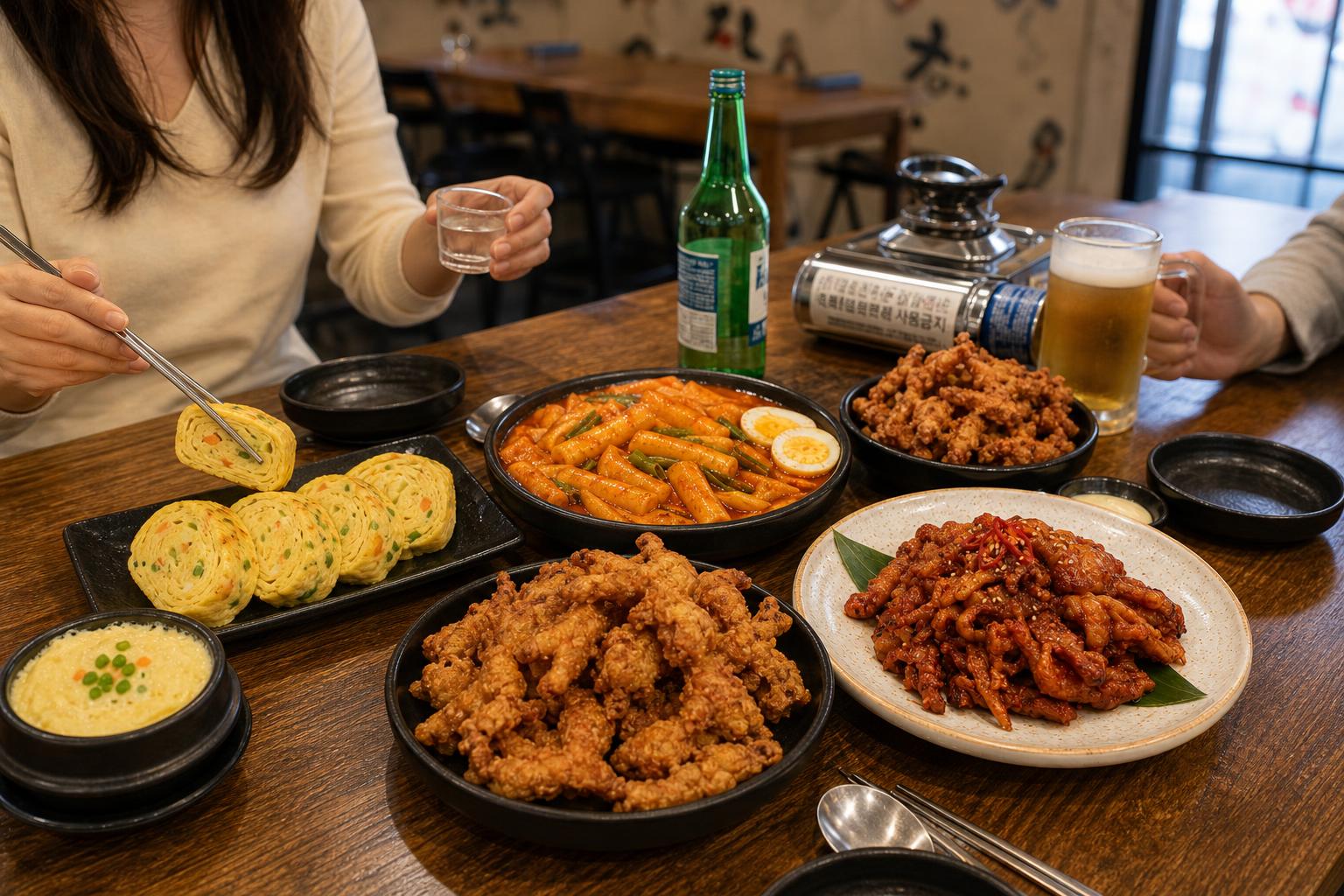 무뼈닭발튀김과 계란찜, 무뼈닭발이 어우러진 한 상