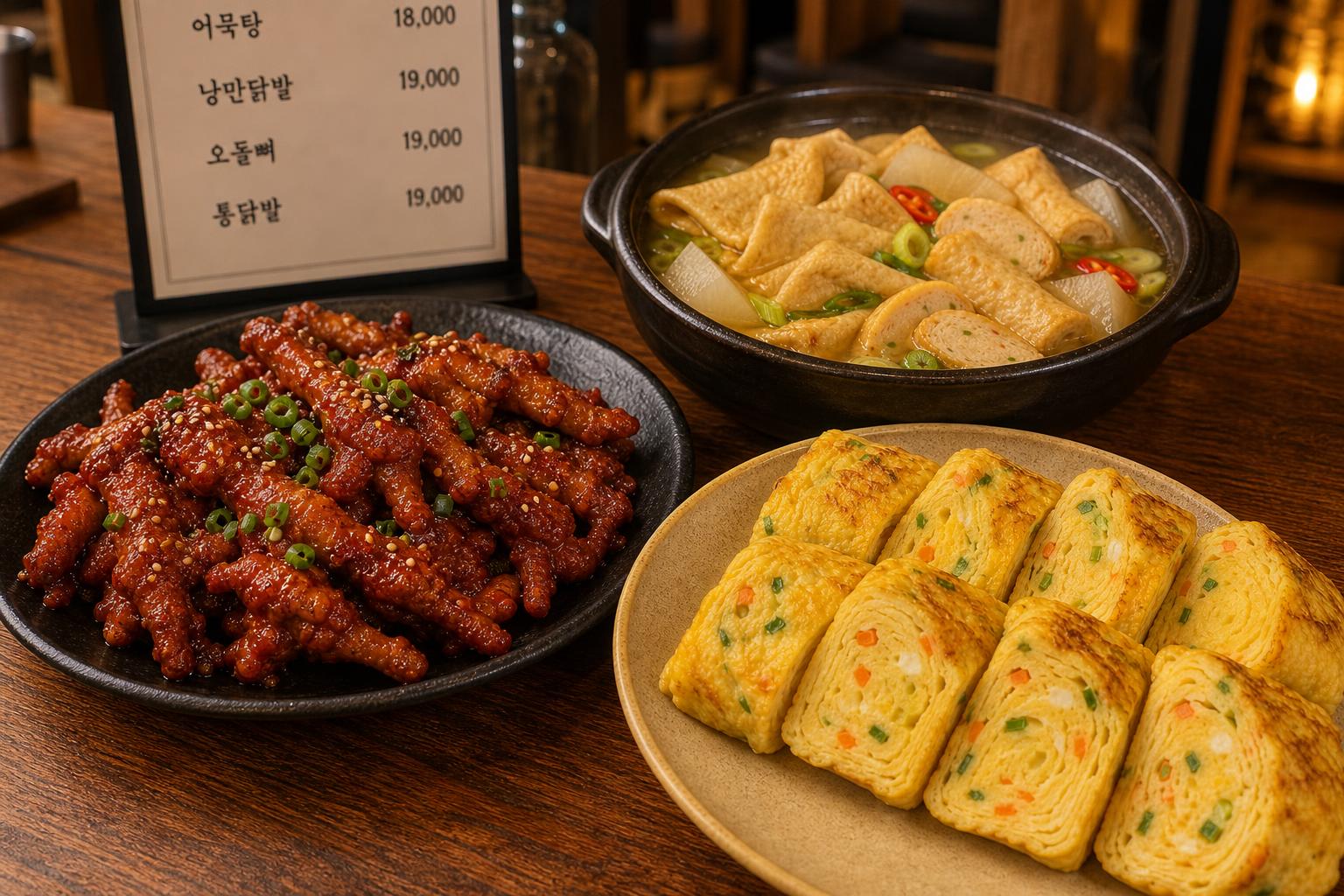 대박 닭발의 매콤 쫄깃한 닭발과 함께하는 다채로운 계란말이와 오뎅탕