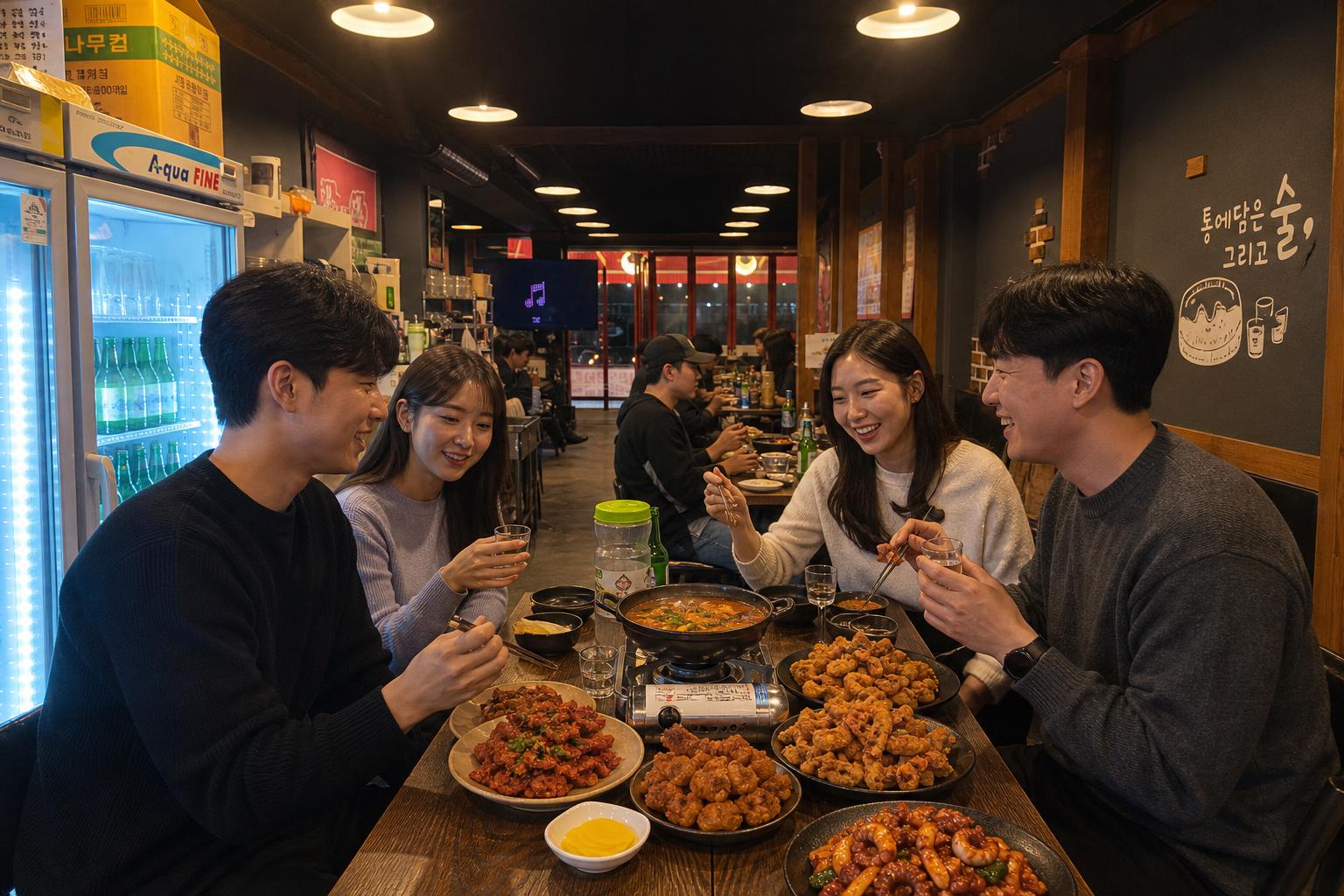 함께 즐기는 닭발과 치즈찜, 편안한 분위기 속 한 상 차림